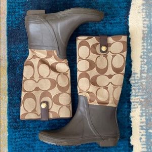 Brown Coach “C” Rain Boots